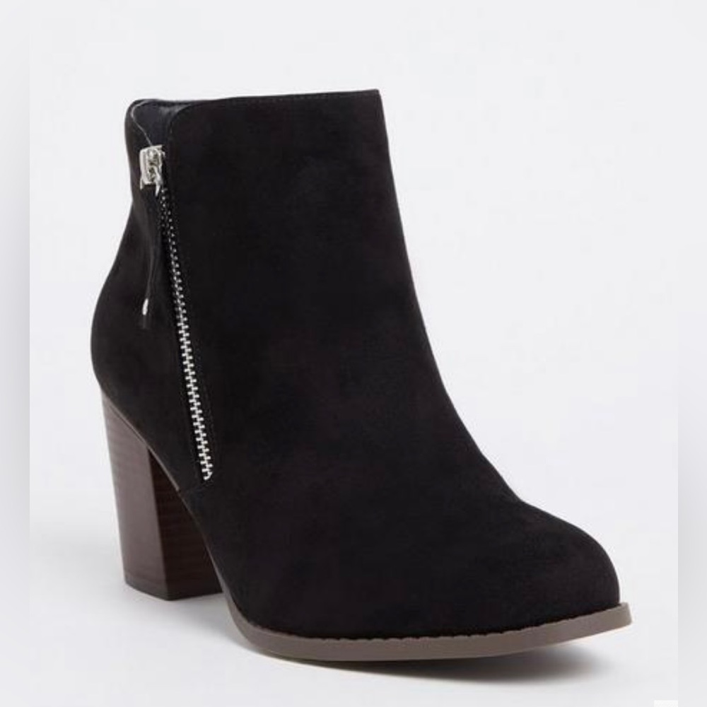 Torrid Black Double Zip Bootie, Size 10